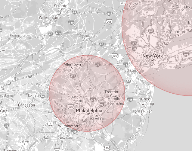 Service Areas in Pennsylvania & New Jersey